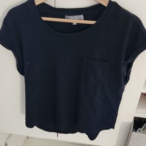 Black Marled Short Sleeve Pocket  Tee